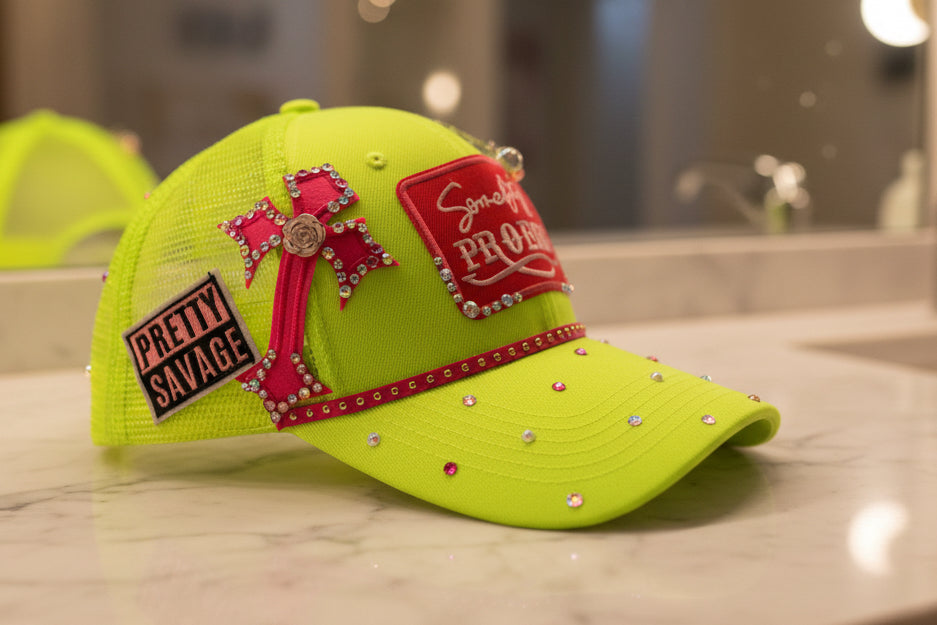 Lime & Pink Somebody’s Problem Trucker Hat