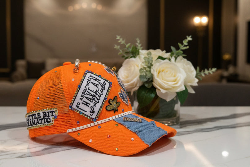 Orange apparently I have a attitude trucker hat