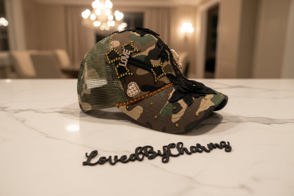 Camo with Black Roses Trucker Hat