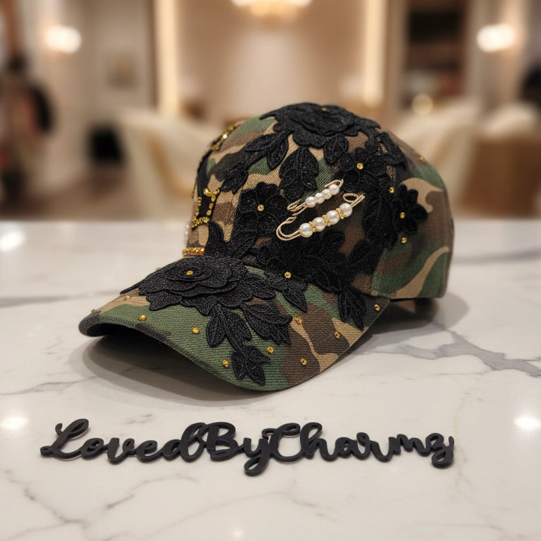 Camo with Black Roses Trucker Hat