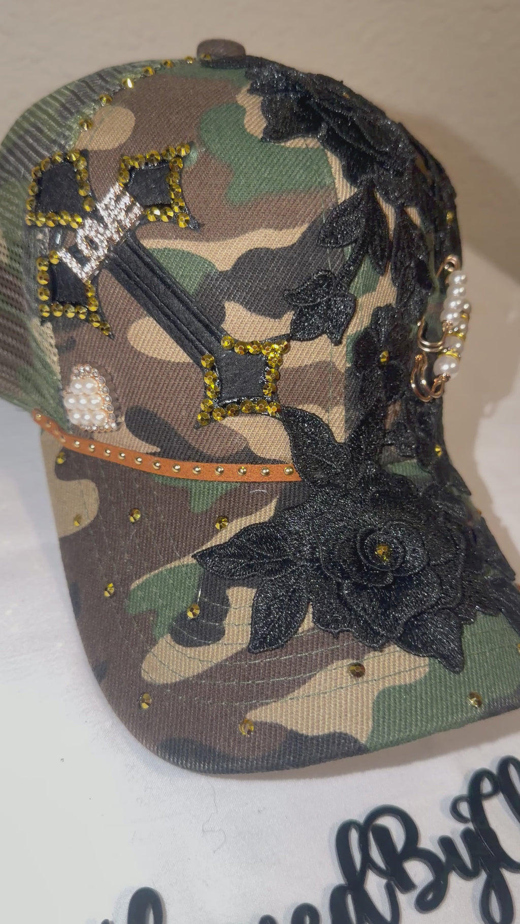 Camo with Black Roses Trucker Hat